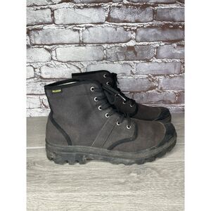 Palladium Black Canvas Fabric Turn Down Lace Up Combat Boots Men Sz 12M US/46EU